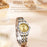 YASHIDUN 5064 Stylish Women Quartz Watch Steel Strap Luminous Calendar Wrist Watch - Gold Dial / Silver+Gold Strap - 5