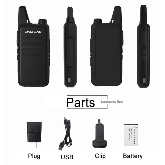 BAOFENG VT-C2 (BF-T20) 2Pcs Outdoor Handheld Interphone VHF 400-470MHZ Walkie Talkie - Black / EU Plug - 5