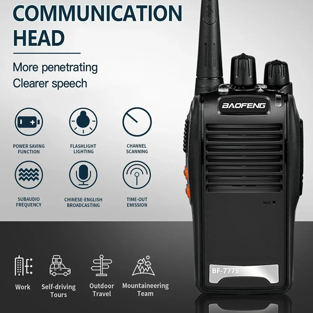 BAOFENG bf-777s 2Pcs Outdoor Handheld Interphone Two Way Radio UHF 400-470MHZ Walkie Talkie - US Plug - 2