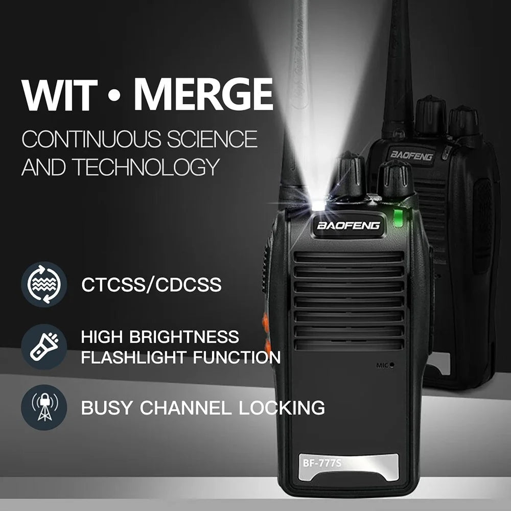 BAOFENG bf-777s 2Pcs Outdoor Handheld Interphone Two Way Radio UHF 400-470MHZ Walkie Talkie - US Plug - 5