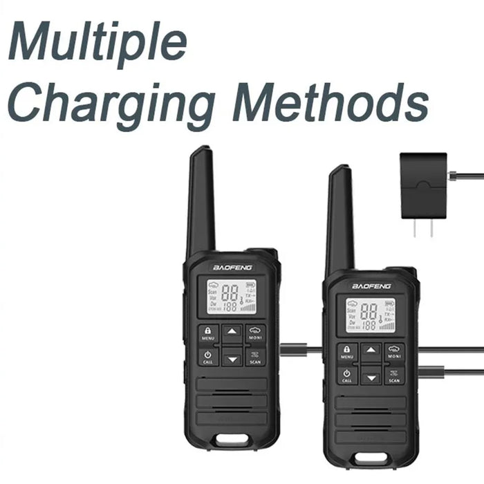 BAOFENG FR-22A 2Pcs Outdoor Handheld Interphone with Screen UHF FRS462 PMR446MHZ Walkie Talkie - Black / EU Plug - 3