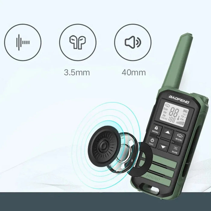 BAOFENG FR-22A 2Pcs Outdoor Handheld Interphone with Screen UHF FRS462 PMR446MHZ Walkie Talkie - Black / EU Plug - 4