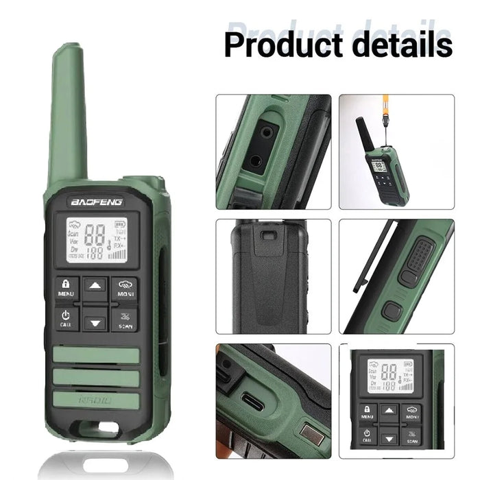 BAOFENG FR-22A 2Pcs Outdoor Handheld Interphone with Screen UHF FRS462 PMR446MHZ Walkie Talkie - Black / EU Plug - 5
