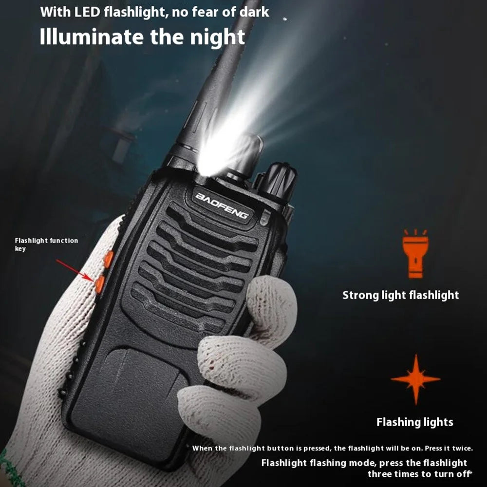 BAOFENG BF-888S 2Pcs Outdoor Handheld Interphone UHF VHF Walkie Talkie with Flashlight - US Plug - 2