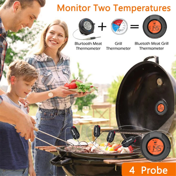 AT-02 Bluetooth-compatible BBQ Meat Thermometer Wireless Digital Grill Thermometer with LCD Display (No FDA, BPA Free) - 2