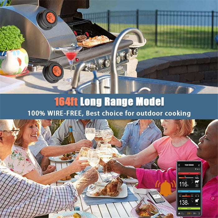AT-02 Bluetooth-compatible BBQ Meat Thermometer Wireless Digital Grill Thermometer with LCD Display (No FDA, BPA Free) - 3