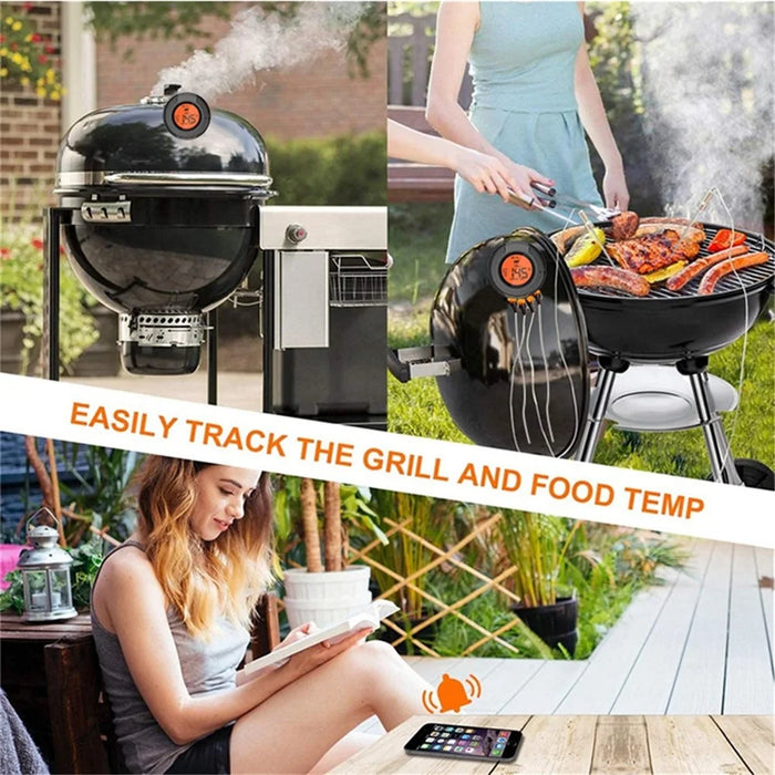 AT-02 Bluetooth-compatible BBQ Meat Thermometer Wireless Digital Grill Thermometer with LCD Display (No FDA, BPA Free) - 4