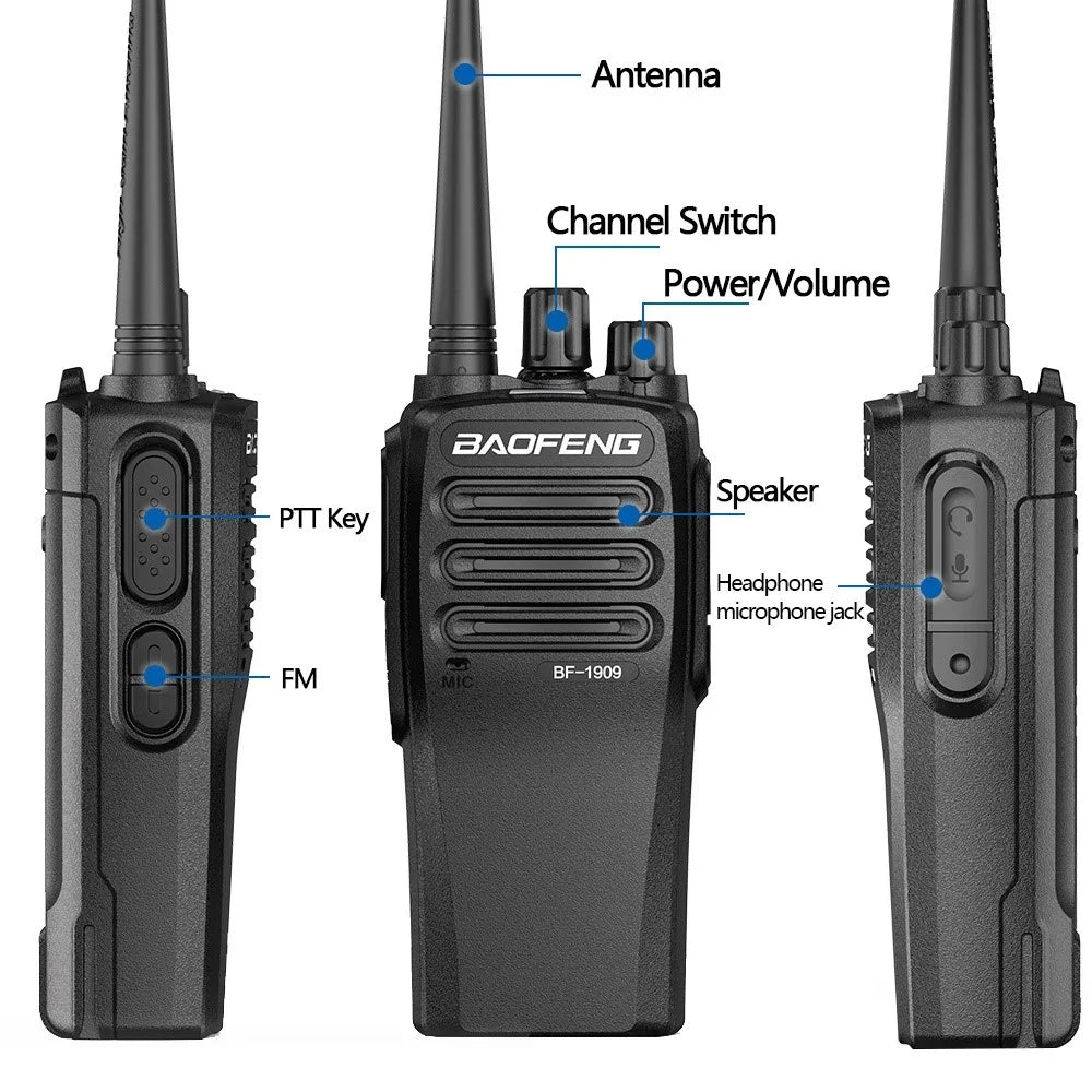 BAOFENG BF-1909 10km Distance Handheld Two Way Radio Intercom UHF 400-470MHZ Walkie Talkie - US Plug - 4