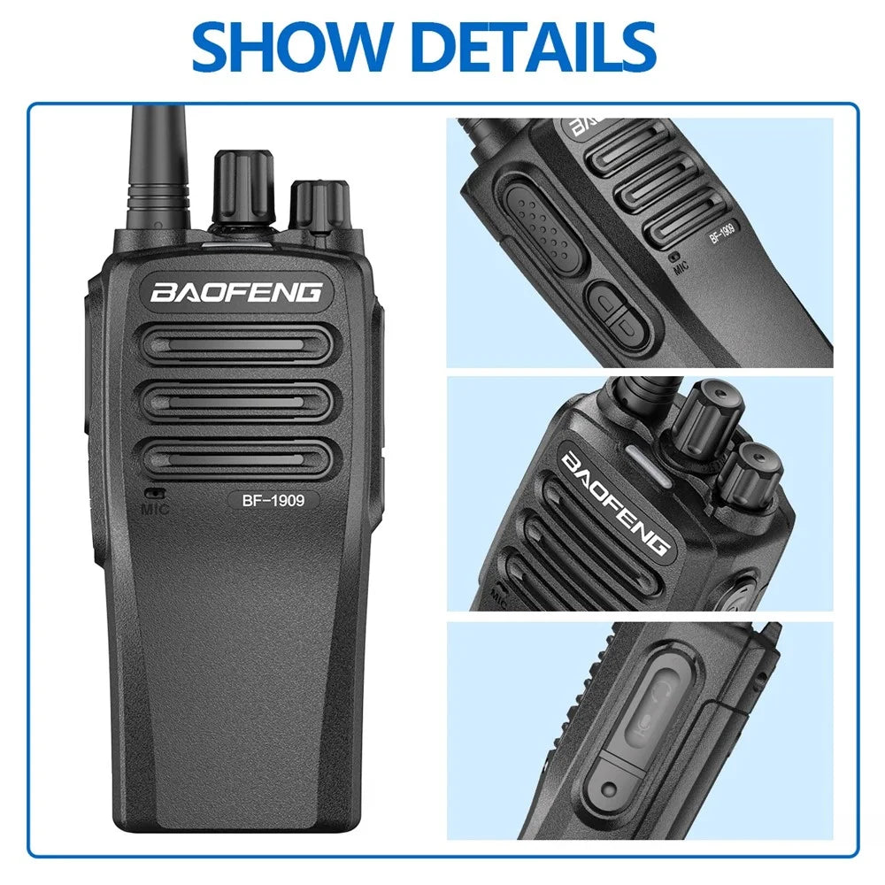 BAOFENG BF-1909 10km Distance Handheld Two Way Radio Intercom UHF 400-470MHZ Walkie Talkie - US Plug - 5