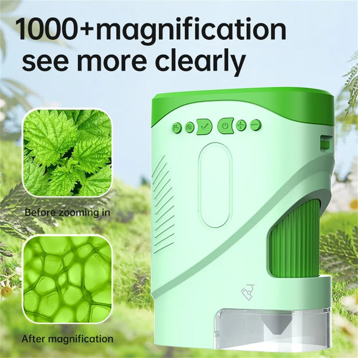 XV-7 Kids Microscope 2 Inch Color Screen High Definition 1000X Microscope - Green - 3