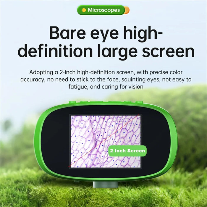 XV-7 Kids Microscope 2 Inch Color Screen High Definition 1000X Microscope - Green - 4