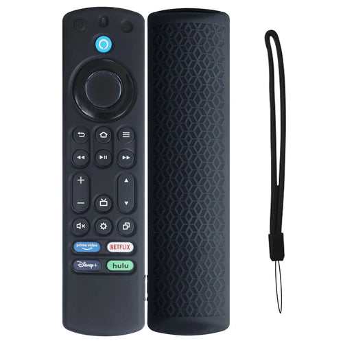For Amazon Fire TV Stick 4K Max Remote Control Case Silicone Dustproof Protective Cover with Strap - Black - 1