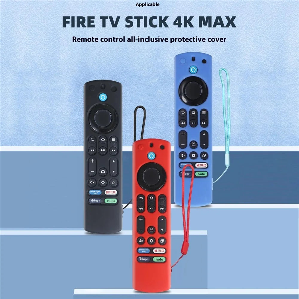 For Amazon Fire TV Stick 4K Max Remote Control Case Silicone Dustproof Protective Cover with Strap - Black - 2