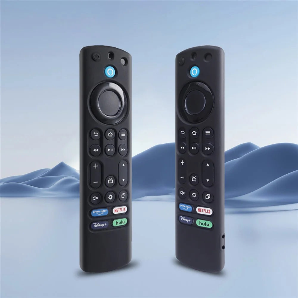 For Amazon Fire TV Stick 4K Max Remote Control Case Silicone Dustproof Protective Cover with Strap - Black - 3
