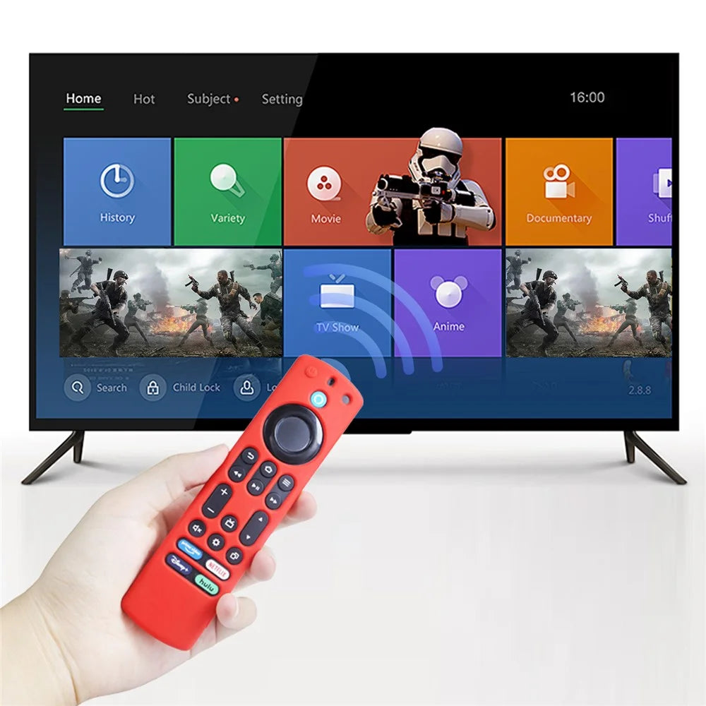 For Amazon Fire TV Stick 4K Max Remote Control Case Silicone Dustproof Protective Cover with Strap - Black - 4