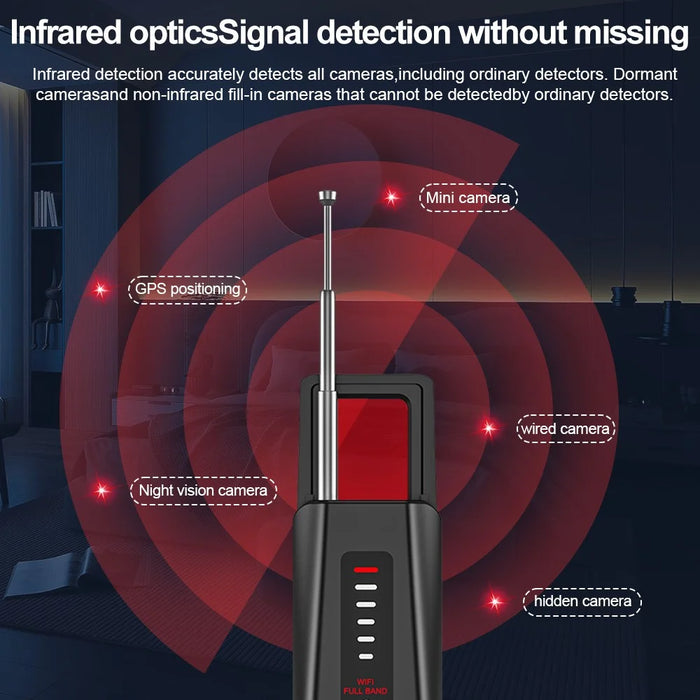 T011 Wireless RF Signal Detector GPS WiFi Tracker Camera Bug Detector Anti-Spy Infrared Scanner - 6