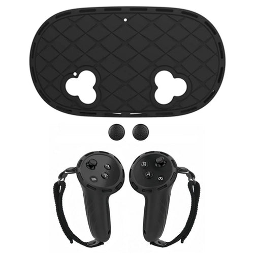 Silicone Case Set for Meta Quest 3S VR Headset, Controllers Protective Cover - Black - 1