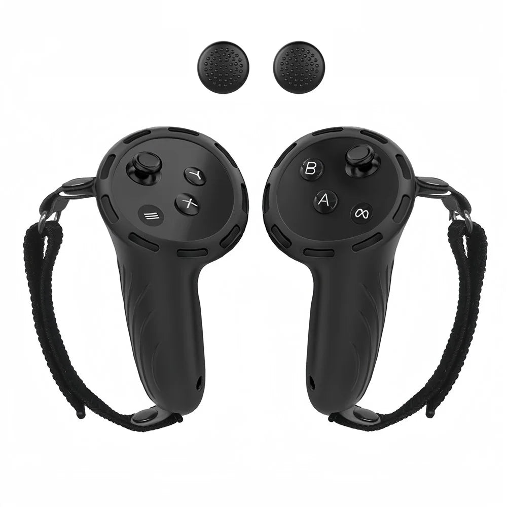 Silicone Case Set for Meta Quest 3S VR Headset, Controllers Protective Cover - Black - 2