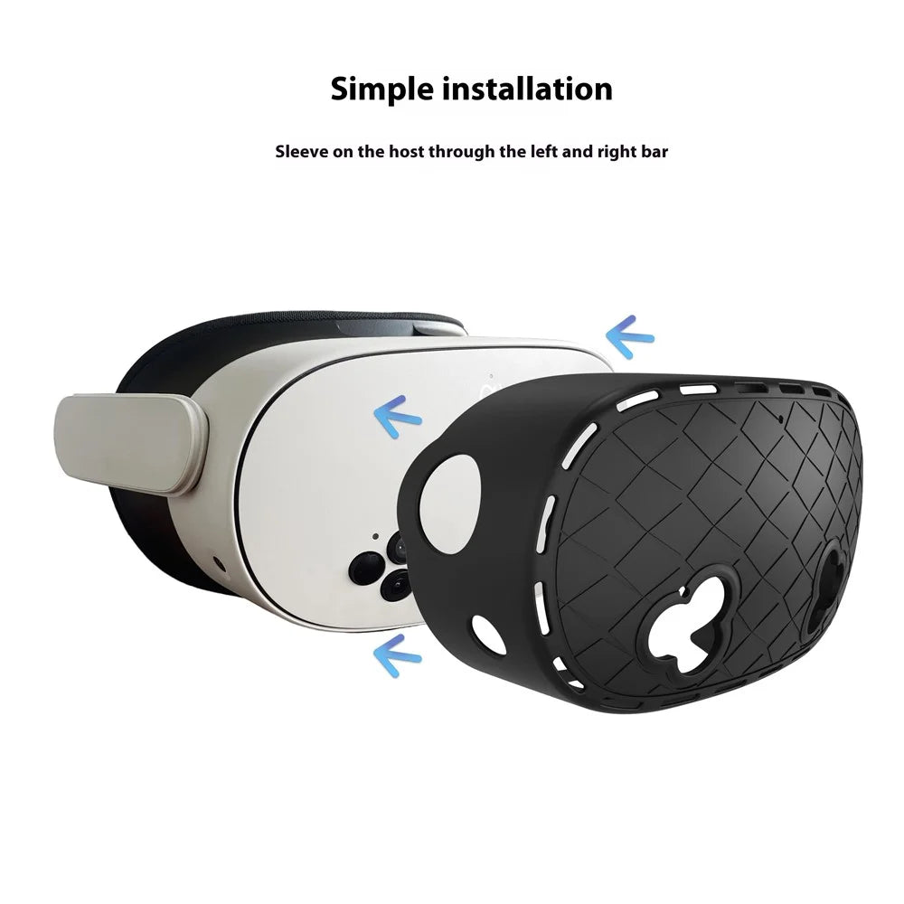 Silicone Case Set for Meta Quest 3S VR Headset, Controllers Protective Cover - Black - 7