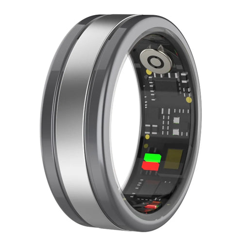 R18 Sleep Health Monitoring Ring Multifunctional Stainless Steel Smart Ring, Magnetic Cable Charging - Tarnish / Size 8 - 1