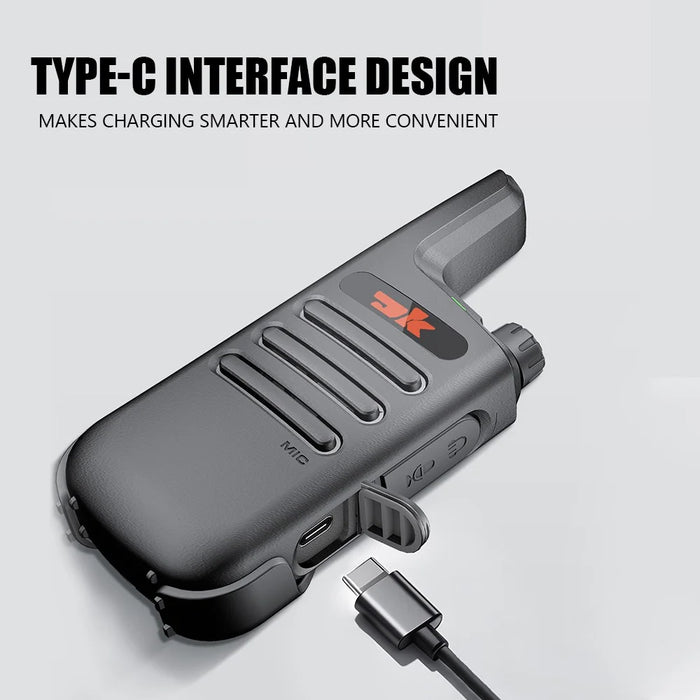 DK F1 2Pcs Portable Mini Handheld Interphone UHF 400-480MHZ Walkie Talkie - Black / EU Plug - 4