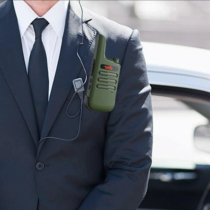 DK F1 2Pcs Portable Mini Handheld Interphone UHF 400-480MHZ Walkie Talkie - Black / EU Plug - 6