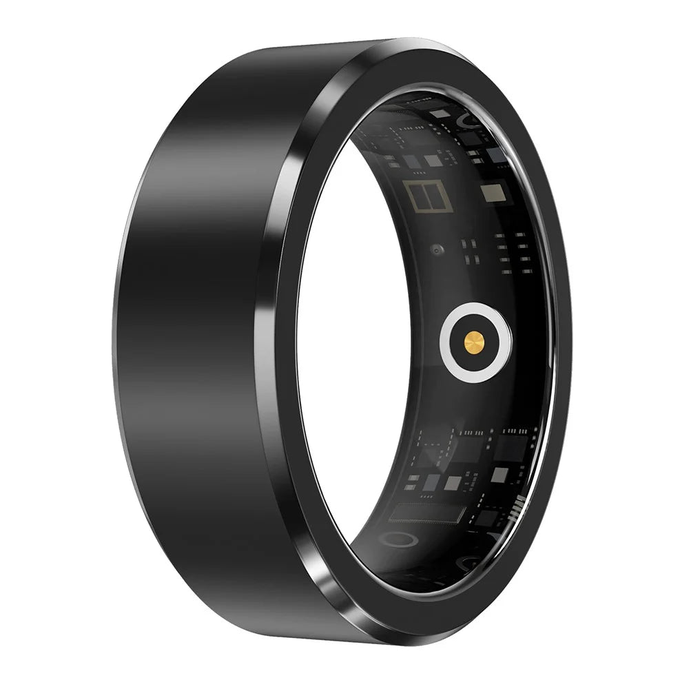 S1 Heart Rate Blood Oxygen Sleep Monitoring Ring Outdoor Sport Smart Finger Ring, Magnetic Cable Charging - Black / Size 8 - 1