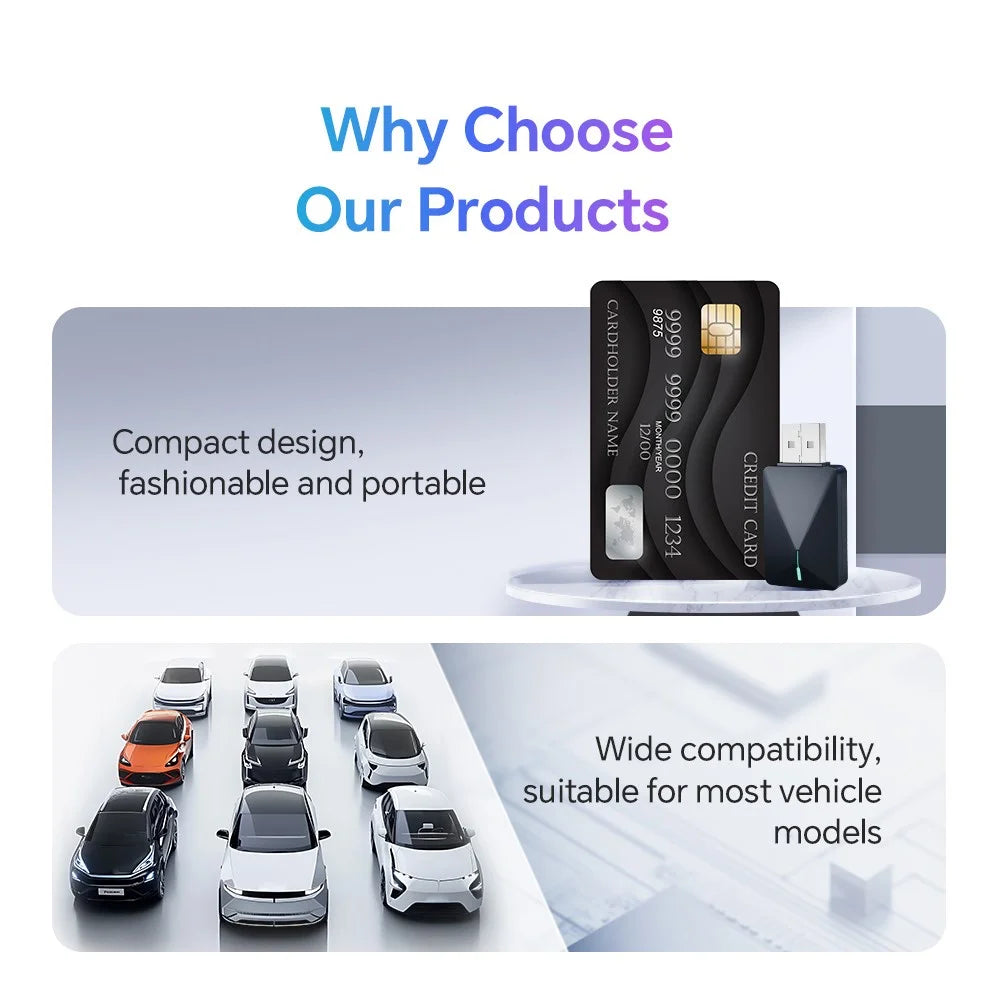 Mini U3 Plug and Play USB Car Wired to Wireless Carplay Adapter Dongle - 7