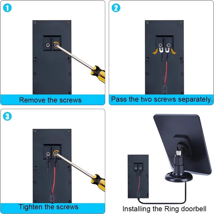 4W Solar Panel for Ring Video Doorbell 4 / 3 / 3 Plus / 2 Surveillance Smart Doorbell Charger - Black - 3