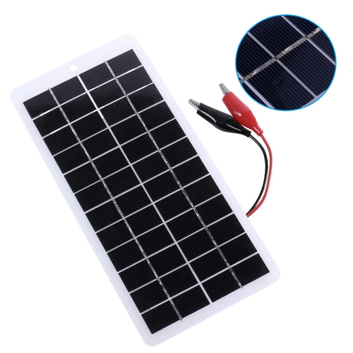 5W 12V Polycrystalline Solar Panel Lamp Water Pump Solar Charger with Clip - 3