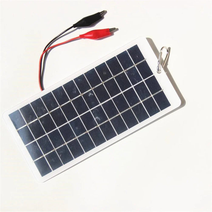 5W 12V Polycrystalline Solar Panel Lamp Water Pump Solar Charger with Clip - 6