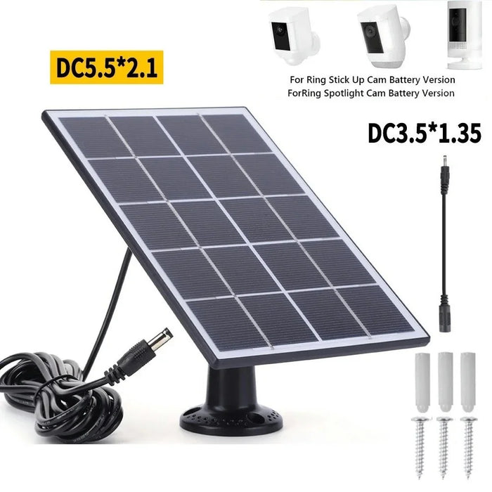 3W Solar Panel Doorbell Surveillance Camera Charger with DC55x21 / DC3.5x1.35 Output Interface - White - 4