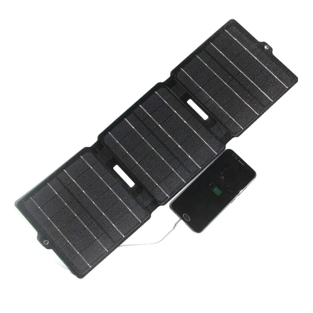 Portable 15W 5V Tri-Fold ETFE Solar Panel Mobile Phone Charger with Dual USB Port - 1