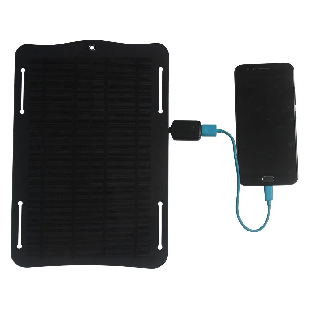 10W 5V Solar Panel USB Output Port Outdoor Phone Fan Flashlight Charger - 2
