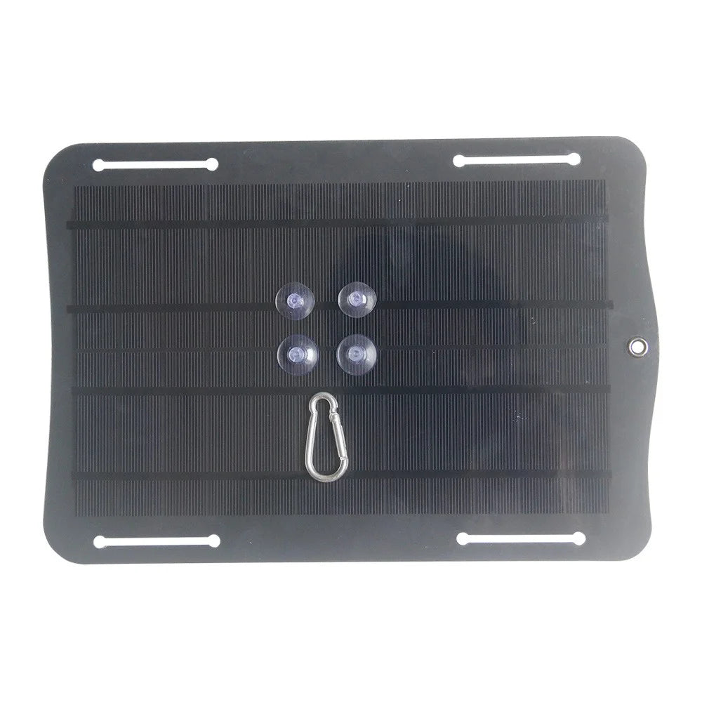 10W 5V Solar Panel USB Output Port Outdoor Phone Fan Flashlight Charger - 4