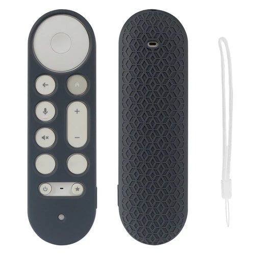For Google TV Streamer Voice Remote Silicone Case TV Accessories Remote Control Protective Cover with Strap - Grey - 1