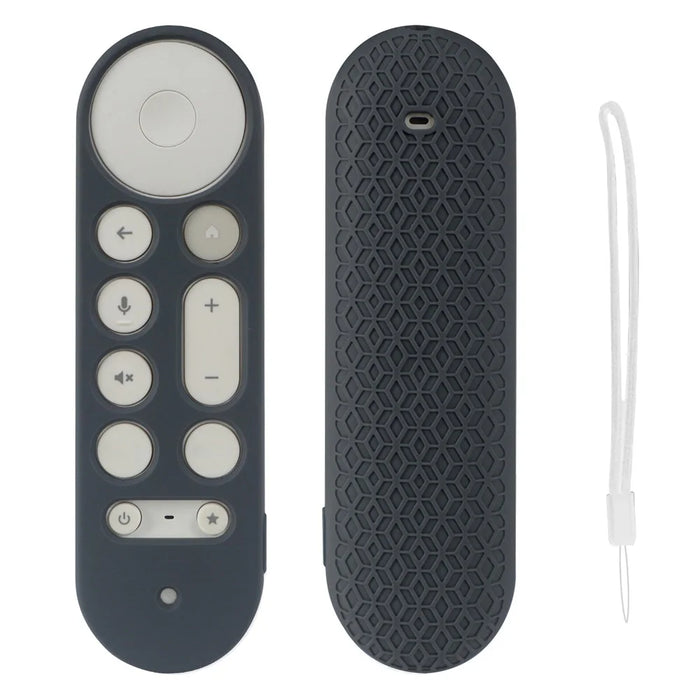 For Google TV Streamer Voice Remote Silicone Case TV Accessories Remote Control Protective Cover with Strap - Grey - 1