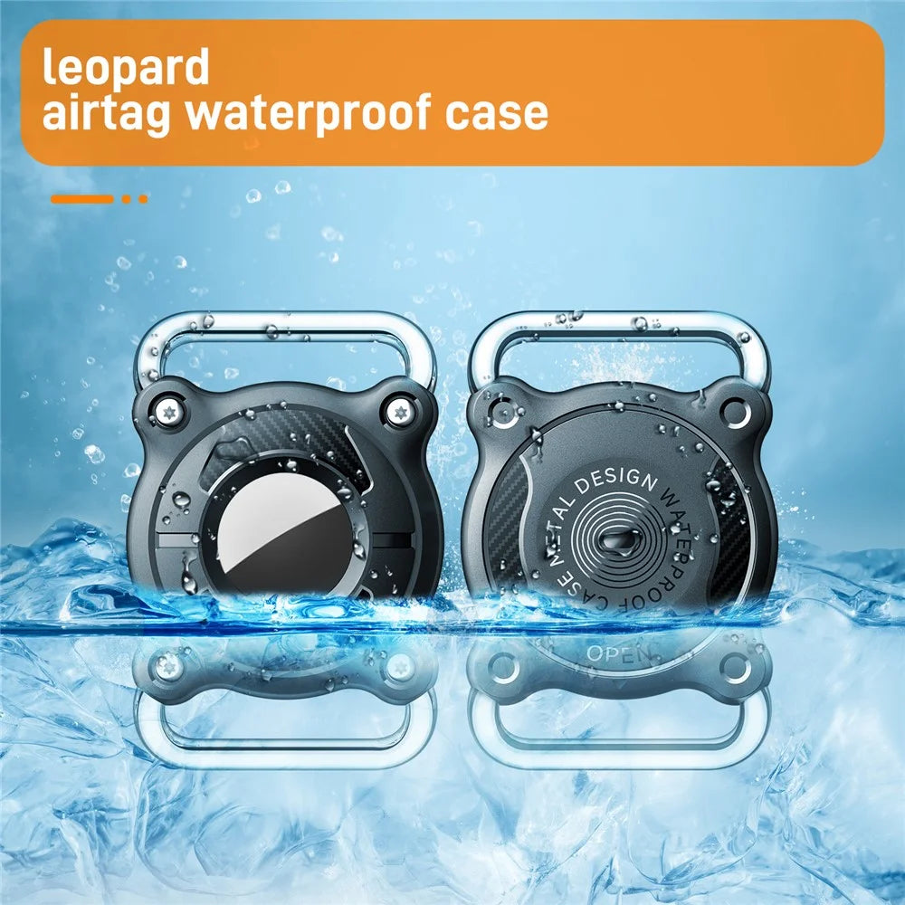 For Apple AirTag Locator PC Protective Case Waterproof Cover with Bell - Black - 5