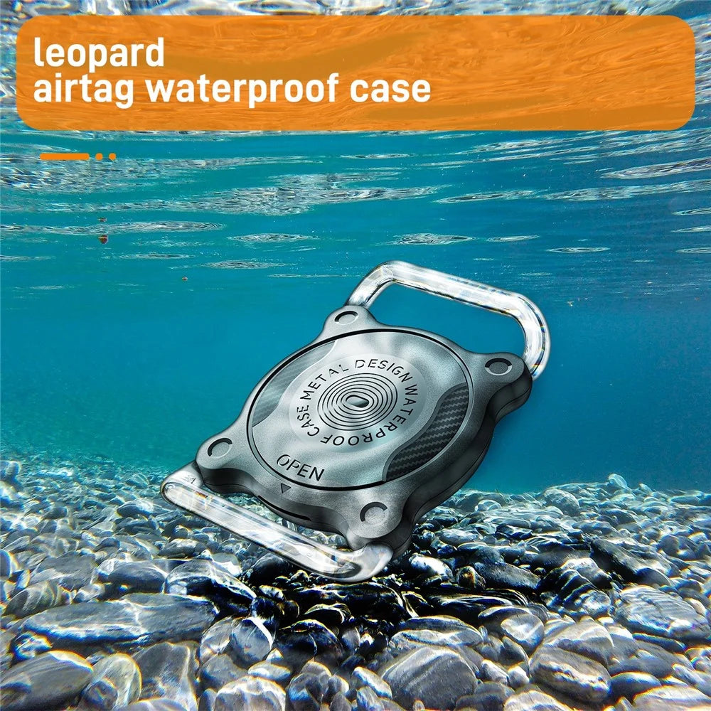 For Apple AirTag Locator PC Protective Case Waterproof Cover with Bell - Black - 6