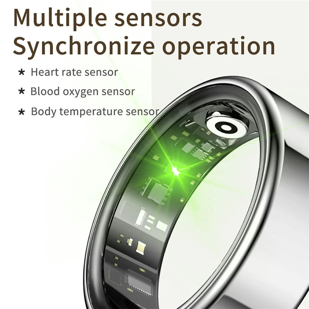R99 Smart Ring Heart Rate Blood Oxygen Sleep Monitoring Finger Ring with Charging Case - Black / #7 / 17.4mm - 5