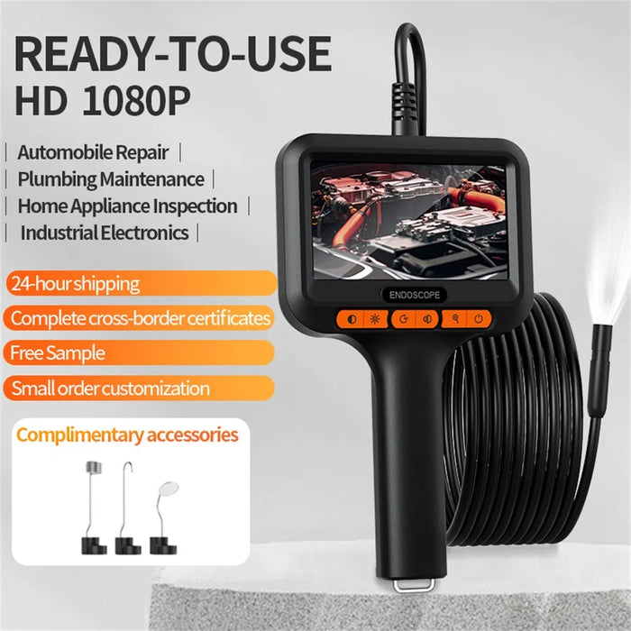 T42-AV 8mm Single Lens Endoscope 4.3 Inch IPS Screen 1080P HD Handheld Inspection Camera - 5m Wire - 3