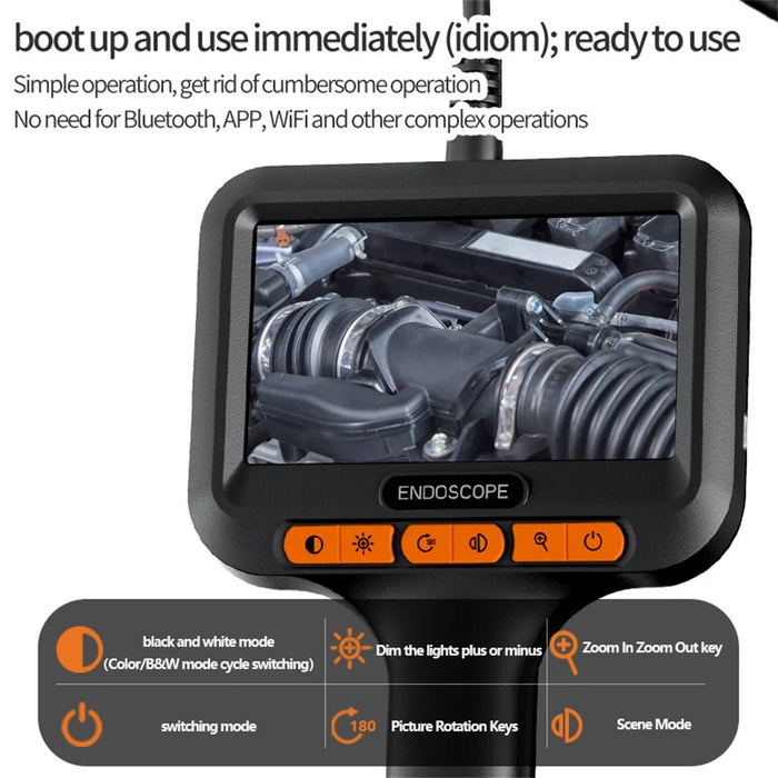 T42-AV 8mm Single Lens Endoscope 4.3 Inch IPS Screen 1080P HD Handheld Inspection Camera - 5m Wire - 6