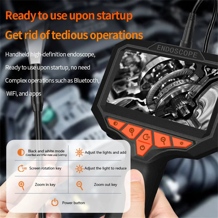 T32-AV 8mm Single Lens Endoscope 4.3 Inch Screen 1080P HD Handheld Inspection Camera - 30m Hard Wire - 4