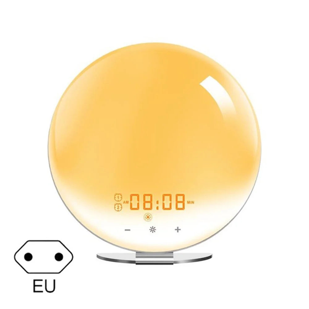 SH-02 Sunrise/Sunset Simulation Smart Wake Up Lamp Sleep Aid Alarm Clock 7 Color Night Light with FM Function - EU Plug - 1