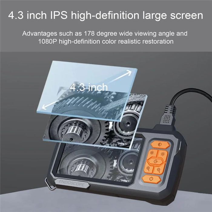 T30-AV 8mm Single Lens 4.3 Inch IPS Screen 1080P HD Endoscope Camera - 10m Rigid Cable - 4