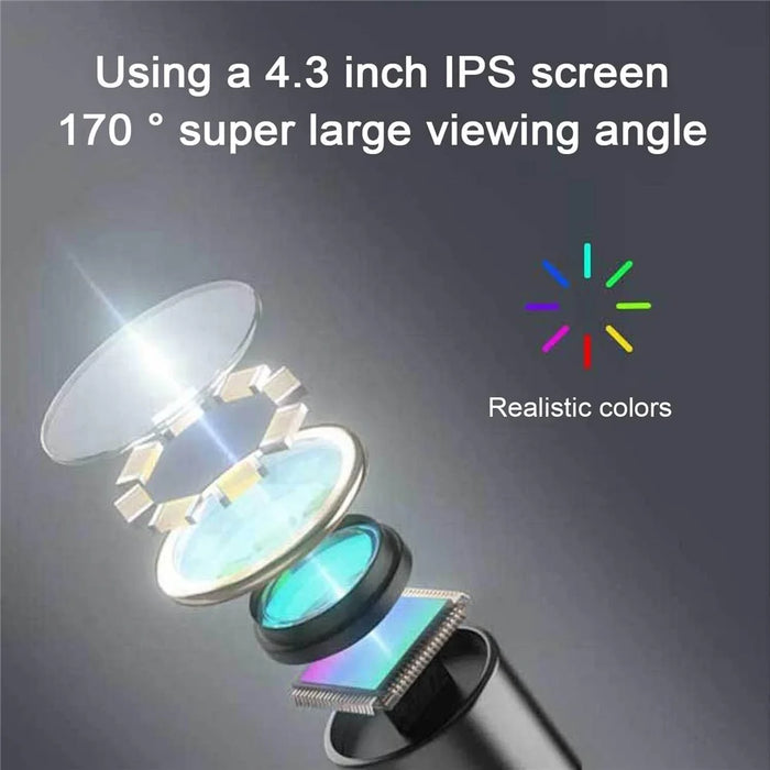 T30-AV 8mm Single Lens 4.3 Inch IPS Screen 1080P HD Endoscope Camera - 50m Rigid Cable - 5