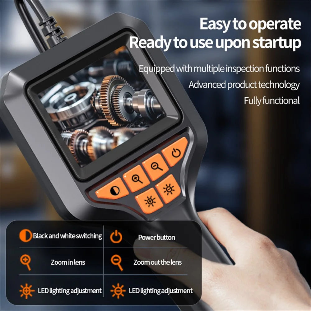 T33-AV 8mm Single Lens HD Handheld Endoscope with Screen Industrial Borescope - 1m Wire - 7