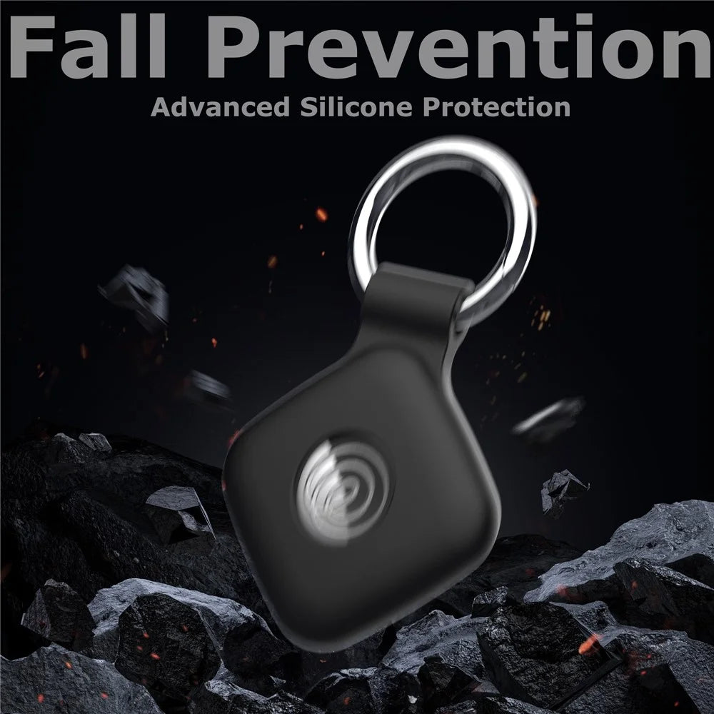 For Tile Mate (2024)  /  (2022) Bluetooth-compatible Tracker Silicone Case Anti Drop Protective Cover With Keychain - Black - 2
