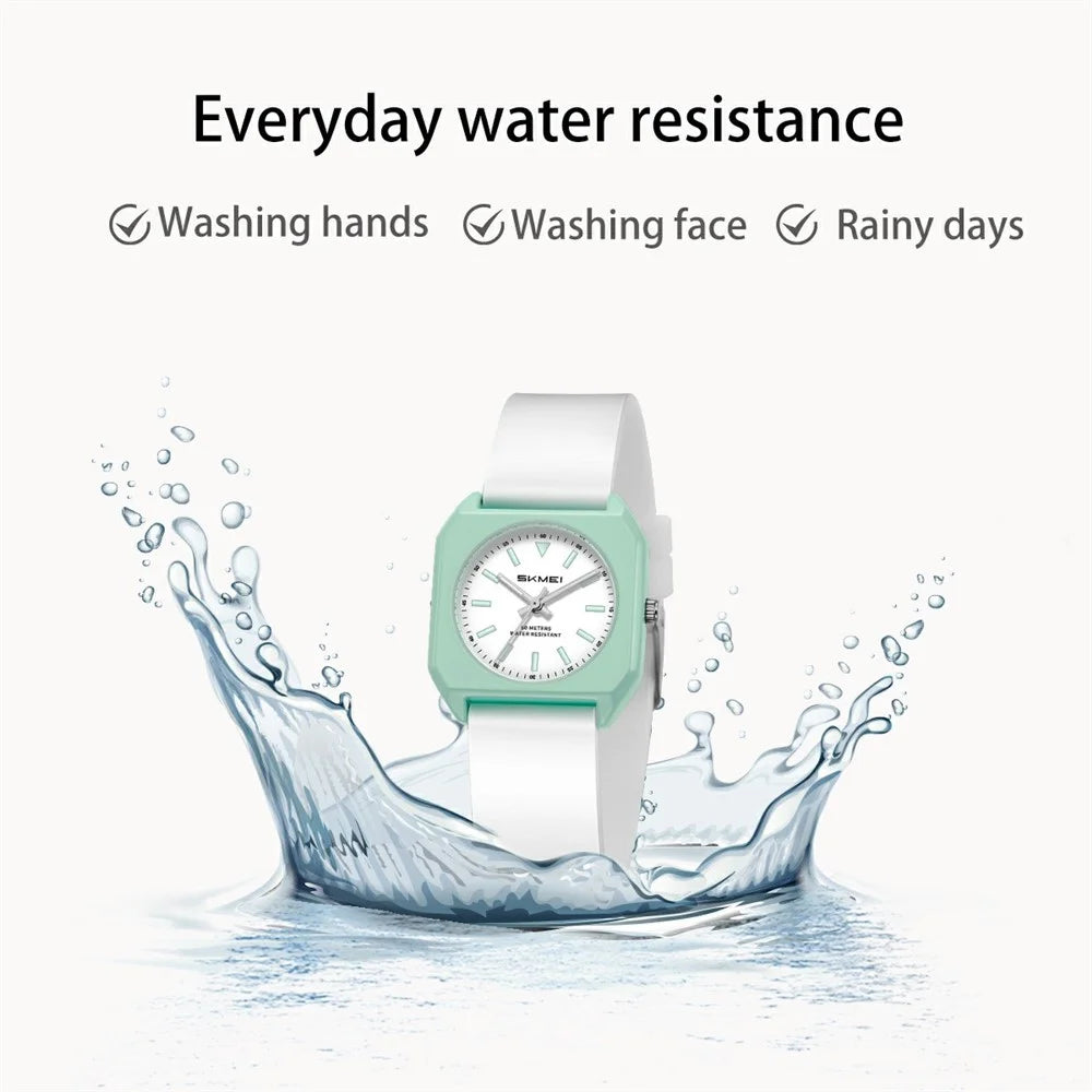 SKMEI 7089 Women Student Quartz Watch Stylish Square Wrist Watch - Cyan - 2