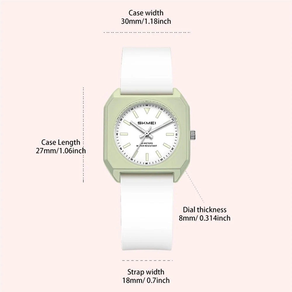 SKMEI 7089 Women Student Quartz Watch Stylish Square Wrist Watch - Cyan - 7
